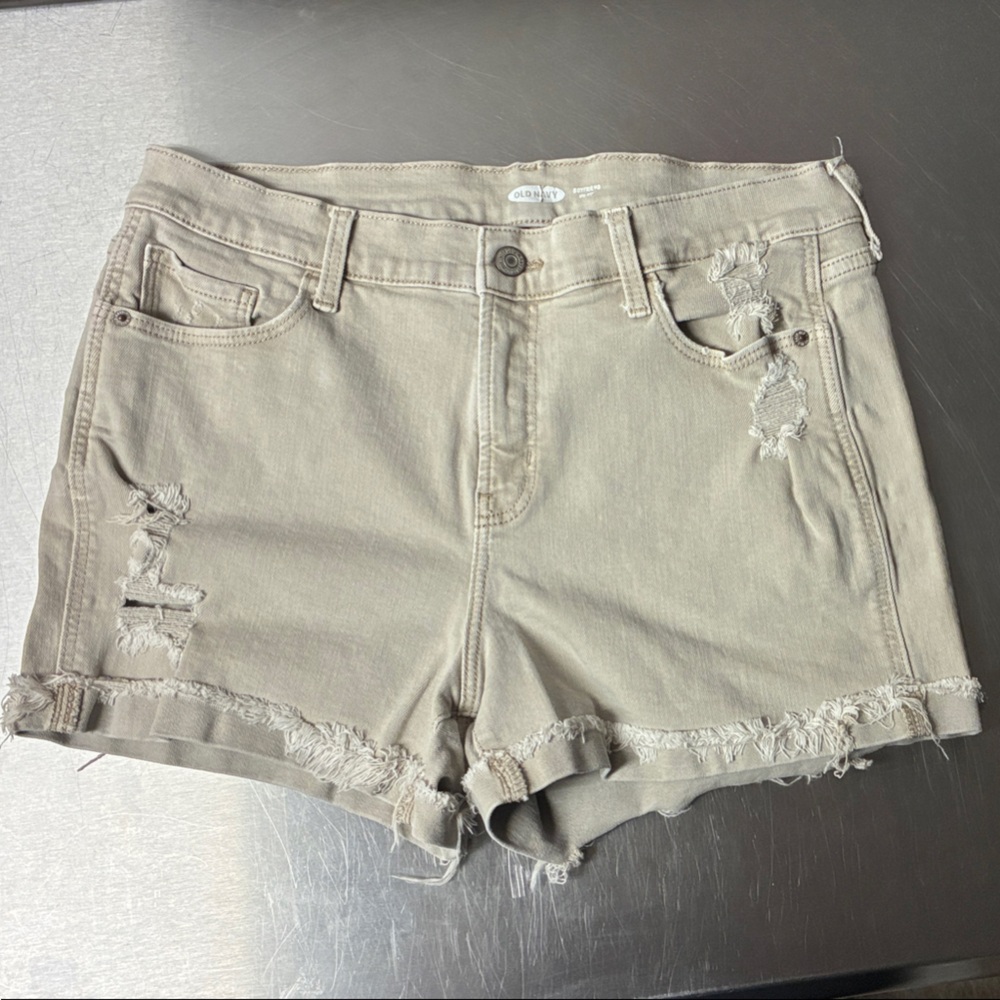 Old Navy Tan Distressed Jean Shorts